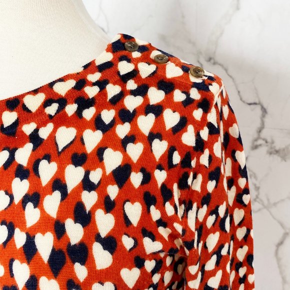 J. Crew Printed Hearts Merino Wool Tippi Sweater - Picture 4 of 6